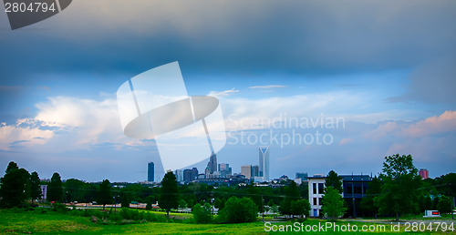 Image of looking at charlotte the queen city financial district from a di