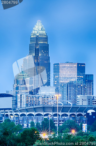 Image of looking at charlotte the queen city financial district from a di