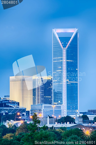 Image of looking at charlotte the queen city financial district from a di