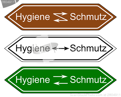 Image of Direction sign hygiene and dirt