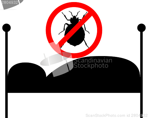 Image of Prohibition sign for bedbugs in bed