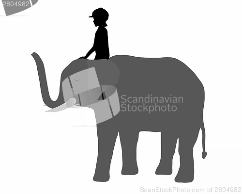 Image of Girl is riding on an elephant