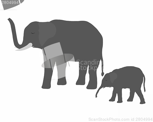Image of Cow elephant with young elephant