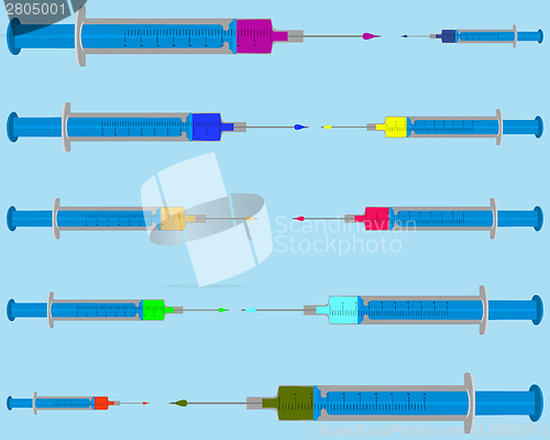 Image of Illustration of filled injections on blue background