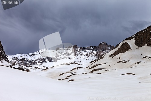 Image of Snowy mountains before storm