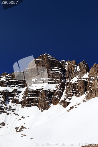 Image of Snowy rocks in nice spring day