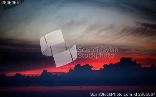 Image of Dark sunrise sky on lake
