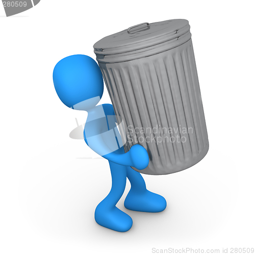 Image of Person with trash can.