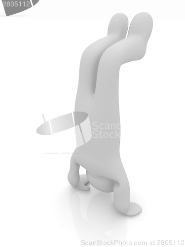 Image of 3d man isolated on white. Series: morning exercises - performs t