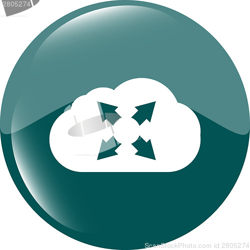 Image of abstract cloud set icon. Upload button. Load symbol. Round button