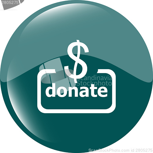 Image of Donate sign icon. Dollar usd symbol. shiny button. Modern UI website button