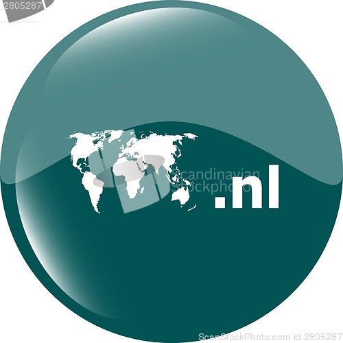 Image of Domain NL sign icon. Top-level internet domain symbol with world map