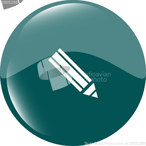 Image of pencil on web icon, web button isolated on white background