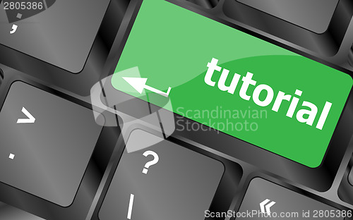 Image of tutorial or e learning concept with key on computer keyboard