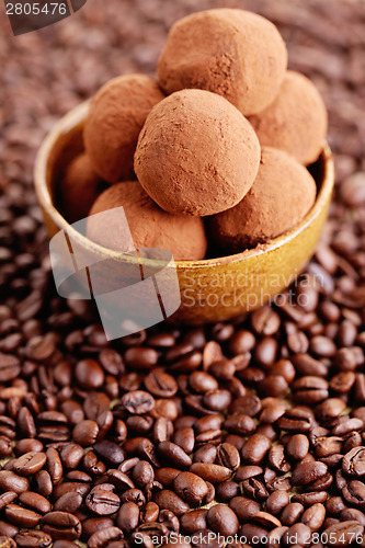 Image of pralines with coffee