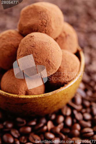 Image of pralines with coffee