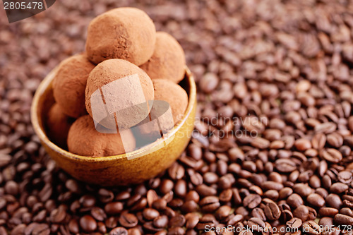 Image of pralines with coffee