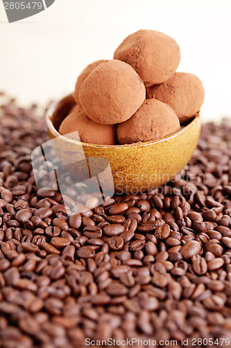 Image of pralines with coffee