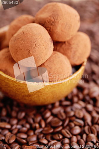 Image of pralines with coffee