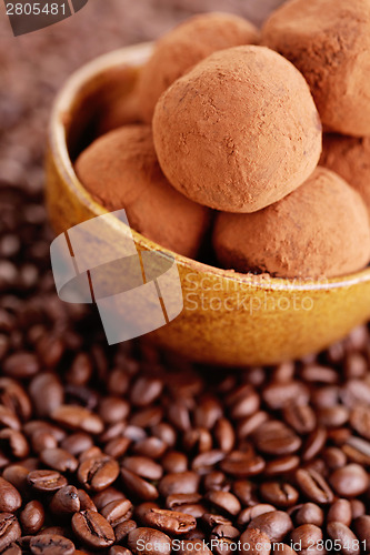 Image of pralines with coffee