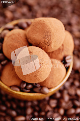 Image of pralines with coffee