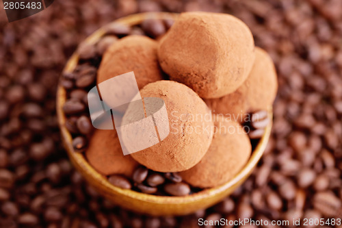 Image of pralines with coffee