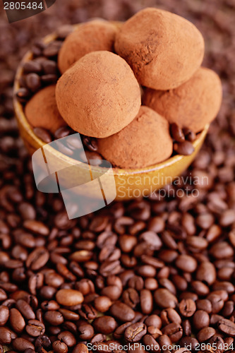 Image of pralines with coffee