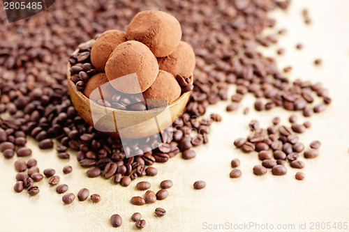 Image of pralines with coffee