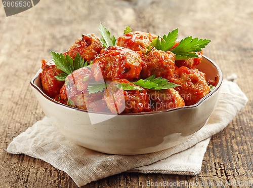 Image of Meatballs with tomato sauce in a bowl