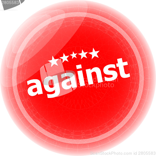 Image of against red stickers on white, icon button