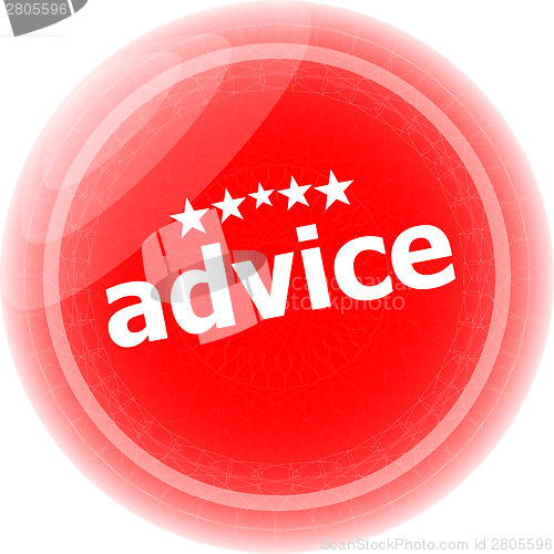 Image of advice word red stickers, icon button, business concept