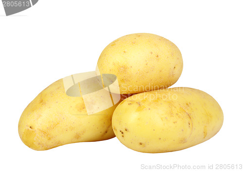 Image of Heap of yellow raw potatos