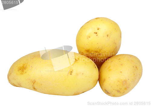 Image of Heap of yellow raw potatos