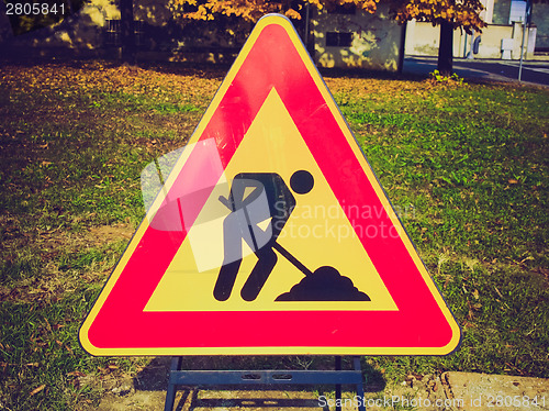 Image of Retro look Road work sign