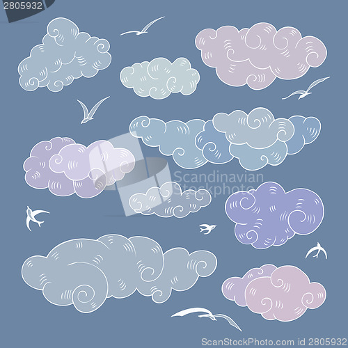 Image of Vintage clouds set.