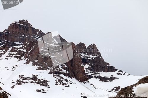 Image of Snow rocks at cloudy day