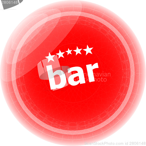 Image of bar word on stickers red button, business label