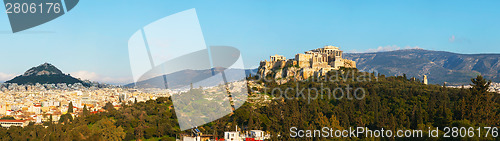 Image of Panorama with Acropolis in Athens, Greece