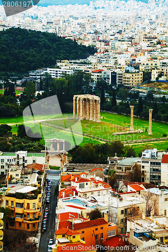 Image of Temple of Olympian Zeus aerial view in Athens