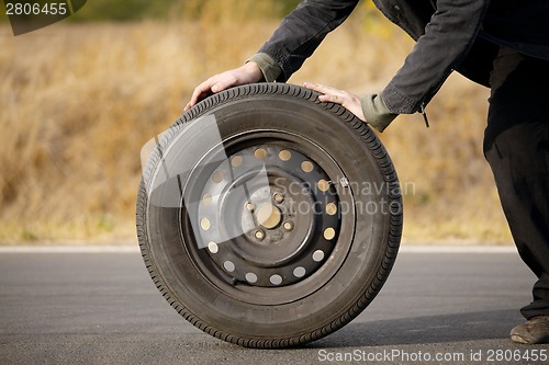 Image of Wheel on road