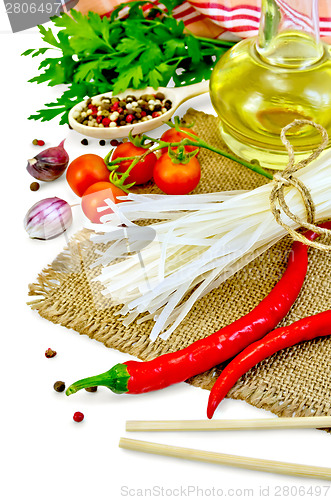 Image of Noodles rice with vegetables and spices