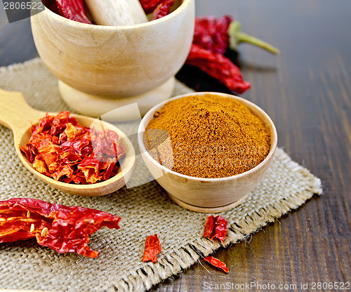 Image of Pepper red in pot with burlap on board