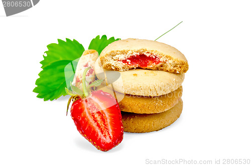 Image of Biscuits with strawberry and leaf