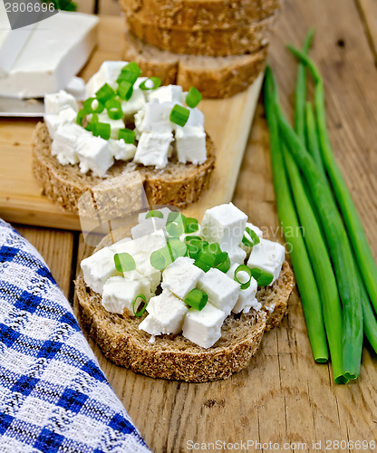 Image of Bread with feta and green onions