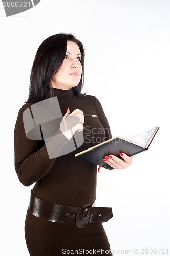 Image of Attractive business lady with diary log