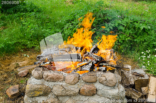 Image of stone wall fireplaces  quiet burn firewood 