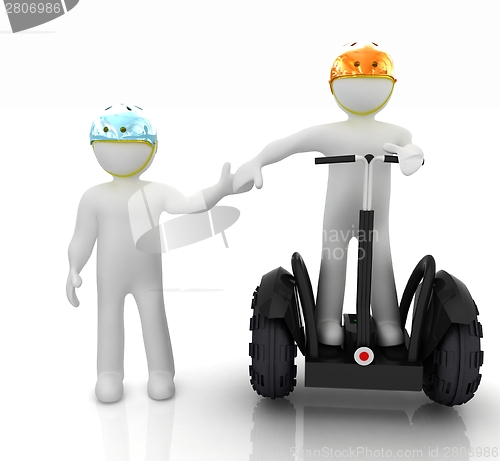 Image of 3d people in riding on a personal and ecological transport in he