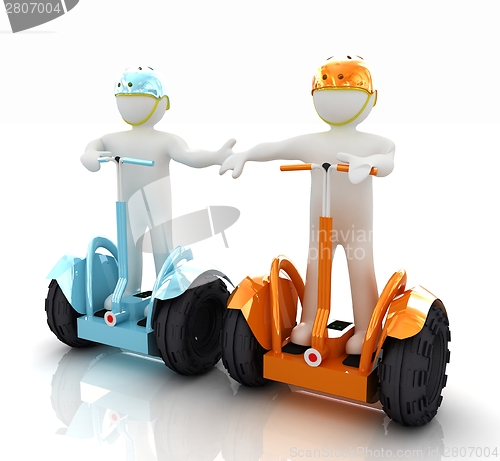 Image of 3d people in riding on a personal and ecological transport in he