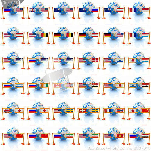 Image of Set of three-dimensional image of the flags of world