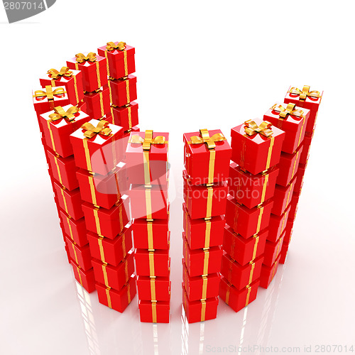 Image of Bright christmas gifts on a white background 